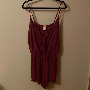 NWT XXL Burgundy Tie Front Tank Romper.